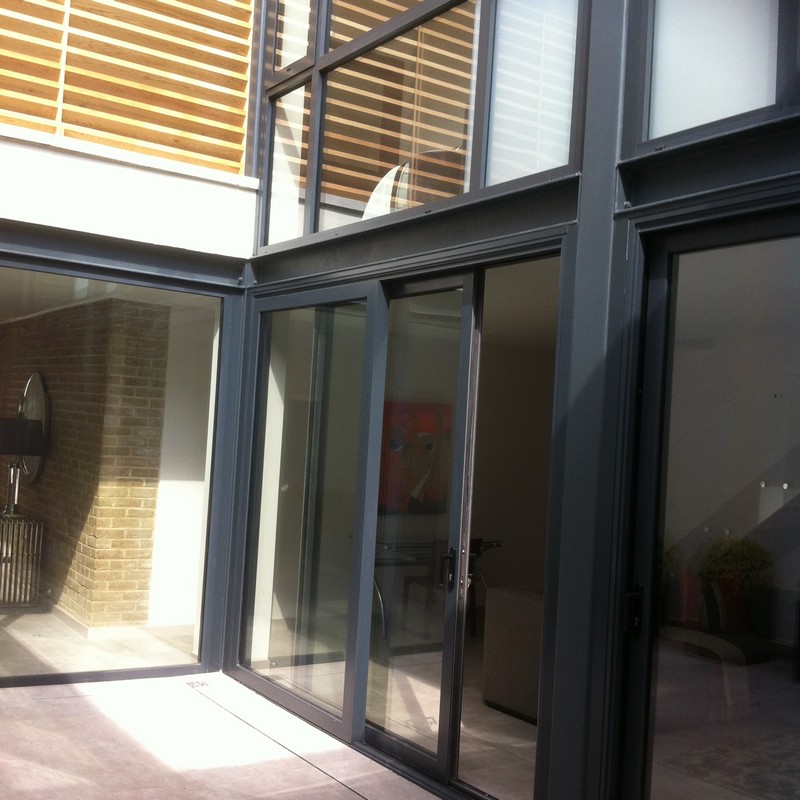 Anthracite aluminium sliding patio doors fitted in Mitcham